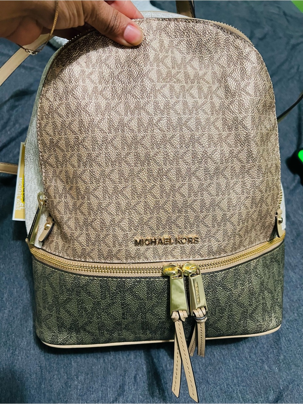 Michael Kors Two-Tone Brown and Gold Backpack - Picture 6 of 12